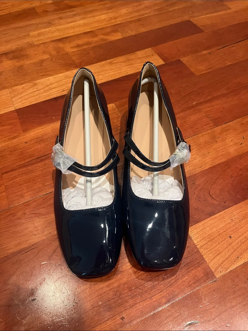 NWT GotSoft Navy Mary Jane Low Heels Double Strap Ballet Square Toe Pumps